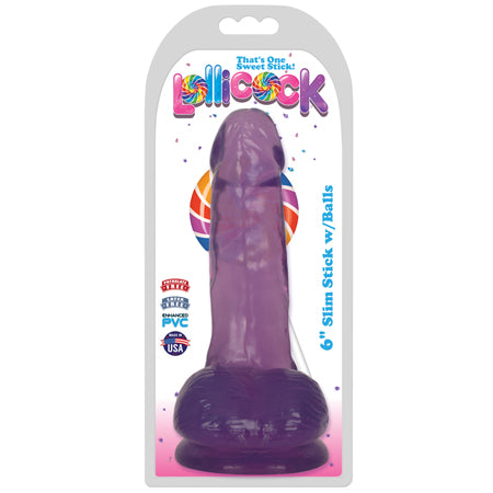 Lollicock Slim Stick w-Balls 6in Grape Ice