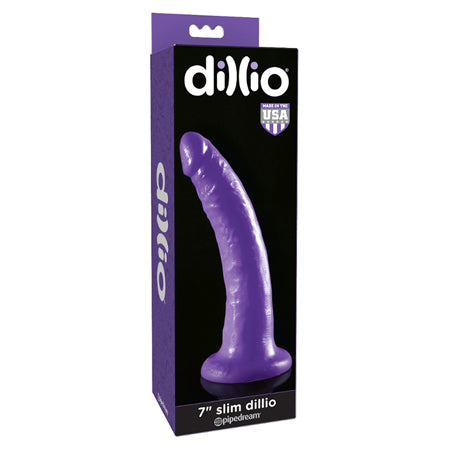 Dillio 7 in. Slim Realistic Dildo With Suction Cup Purple