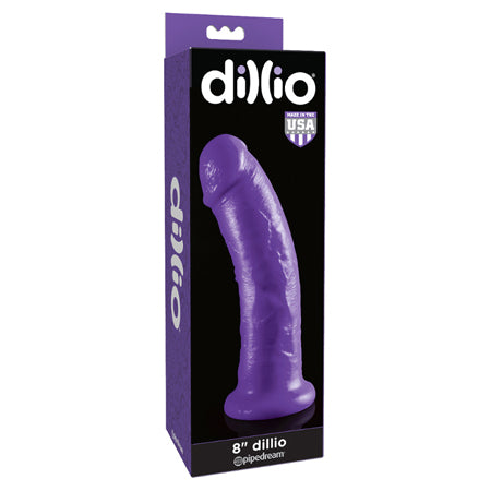 Dillio 8 in. Realistic Dildo With Suction Cup Purple