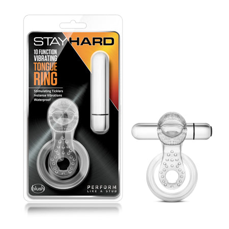 Stay Hard - 10 Function Vibrating Tongue Ring - Clear