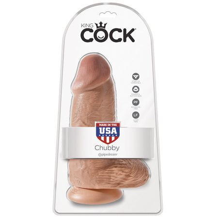 King Cock Chubby 9 in. Cock With Balls Realistic Suction Cup Dildo Tan