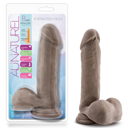 Au Naturel - 8in Sensa Feel Dildo - Chocolate