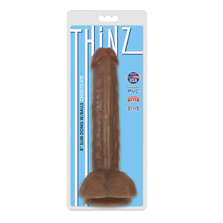 Thinz 8in Slim Dong w-Balls Chocolate