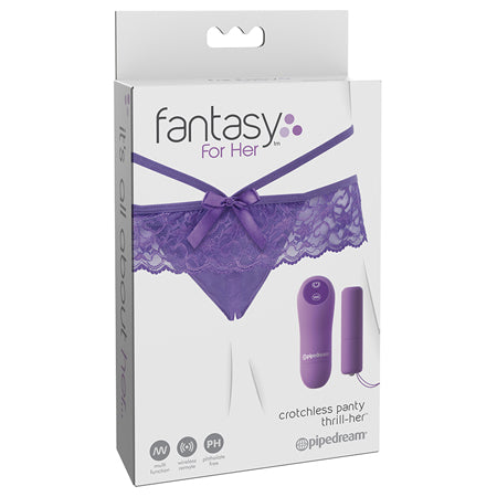 Fantasy For Her Crotchless Panty Thrill-Her & Vibrator Purple
