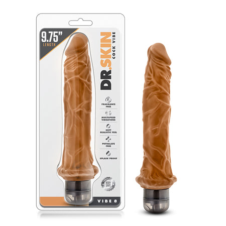 Dr. Skin - Cock Vibe - 9.75 inch Vibrating Cock - Mocha