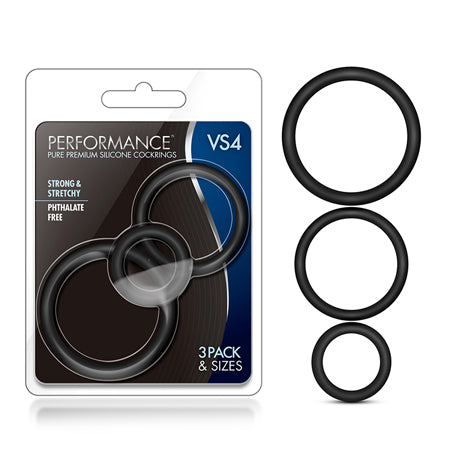 Performance - VS4 Pure Premium Silicone Cockring Set - Black