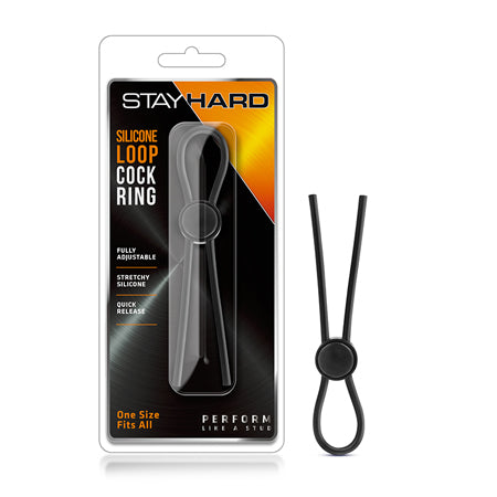 Stay Hard - Silicone Loop  Lasso-Bolo  Cock Ring - Black