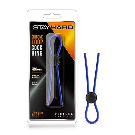 Stay Hard - Silicone Loop  Lasso-Bolo  Cock Ring - Blue