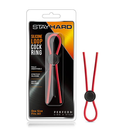 Stay Hard - Silicone Loop Lasso-Bolo Cock Ring - Red