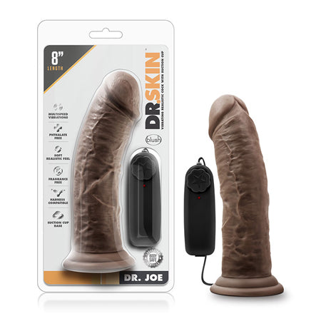 Dr. Skin Dr. Joe 8 in. Vibrating Cock with Suction Cup Chocolate