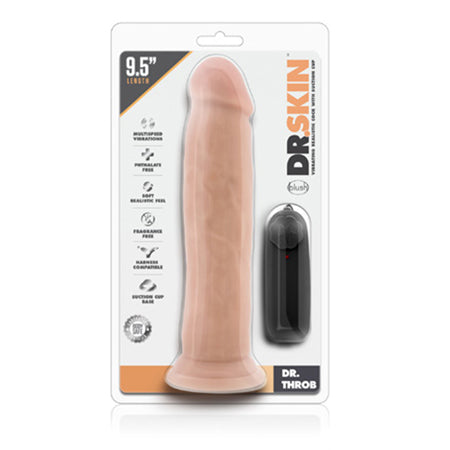 Dr. Skin - Dr. Throb - 9.5in Vibrating Realistic Cock with Suction Cup - Vanilla