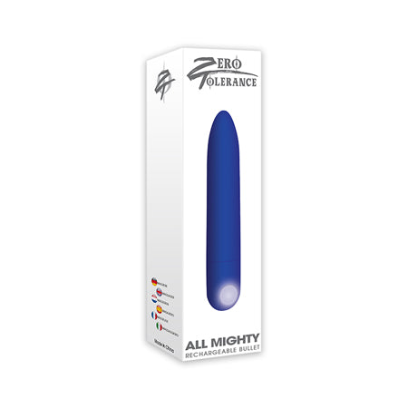 ZT All Mighty Rechargeable Bullet 10 Speeds and Functions Waterproof Blue