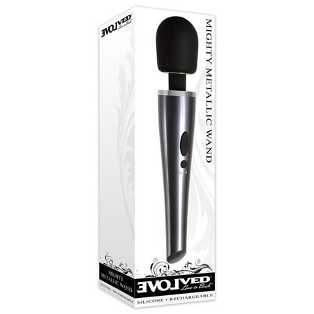 Evolved Mighty Metallic Wand 8 Vibrating Function USB Rechargeable Cord Included Waterproof