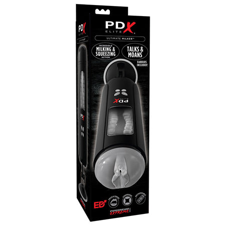 PDX Elite Ultimate Milker Gyrating Suction Stroker With Audio and Suction Cup Cl