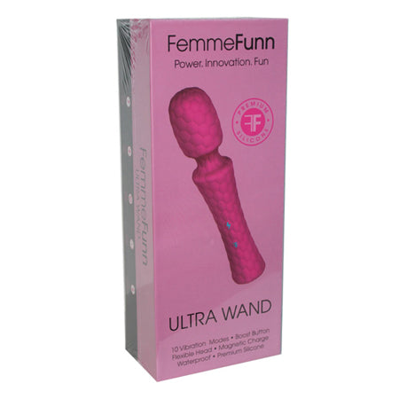 FemmeFunn Ultra Wand Rechargeable Flexible Textured Silicone Vibrator Pink