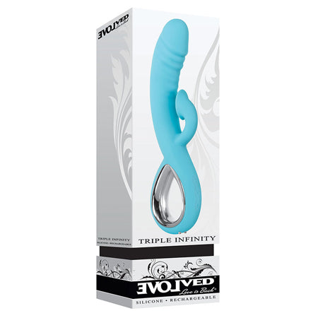 Evolved Triple Infinity 5 Clitoral Suction Function 8 Vibrating Speeds and Functions Heating Function USR Rechargeable Cord Included Silicone Splash Proof