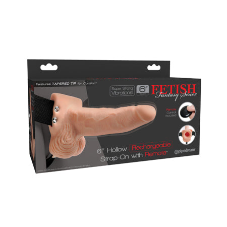 Fetish Fantasy 6in Hollow Rechargeable Strap-On with Remote, Flesh