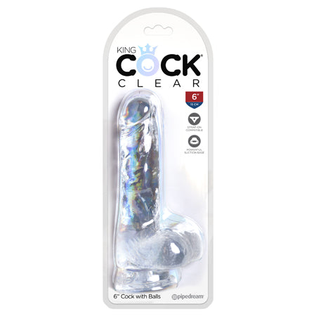 King Cock Clear 6 in. Cock With Balls Realistic Suction Cup Dildo