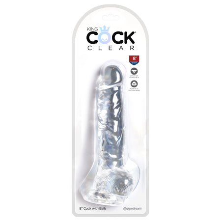 King Cock Clear 8in Cock with Balls