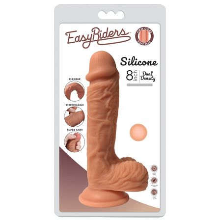 Curve Toys Easy Riders 8 in. Dual Density Silicone Dildo with Balls & Suction Cu