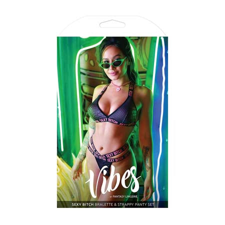 Vibes Sexy Bitch Reptile Print Set Blk LXL