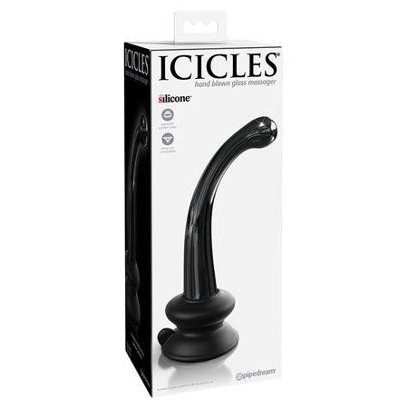 Icicles No. 87 - Glass Suction Cup G-Spot Wand - Black