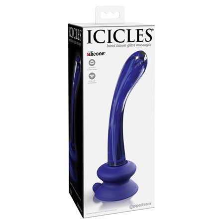 Icicles No. 89 - Glass Suction Cup G-Spot Wand - Blue