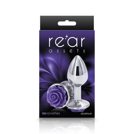 Rear Assets Rose Anal Plug - Small - Purple