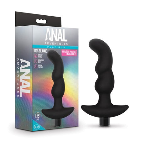 Anal Adventures Platinum - Silicone Vibrating Prostate Massager 03 - Black