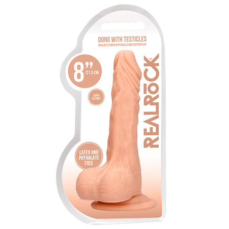 Real Rock Realistic Dildo With Balls - 8" - 20 cm - Vanilla