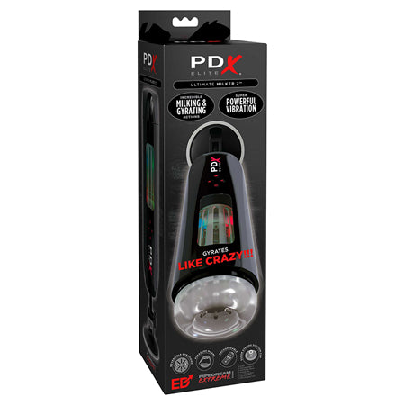 PDX Elite Ultimate Milker 2 Rechargeable Gyrating Suction Stroker With Hands-Fre