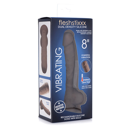 Curve Toys FLESHSTIXXX Rechargeable 8 in. Posable Vibrating Dildo with Balls & S
