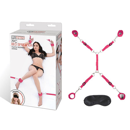 Lux Fetish Hot Pink 7-Piece Bed Spreader Playful Restraint System