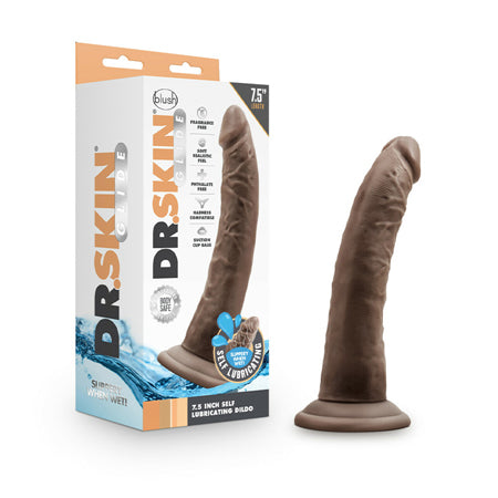 Dr. Skin Glide Realistic 7.5 in. Self-Lubricating Dildo Brown | Realistic