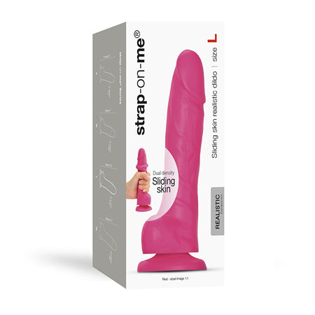 Strap-On-Me Realistic Collection Sliding Skin Dual-Density Silicone Dildo Fuchsi