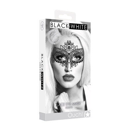 Ouch! Black & White Queen Lace Eye Mask Black