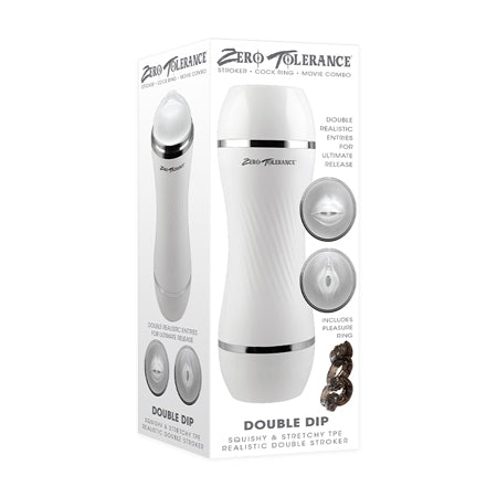 Zero Tolerance Double Dip Dual-Ended Realistic Stroker with Movie Download White