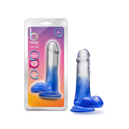 B Yours Stella Blue 6 in. Dildo with Balls Blue