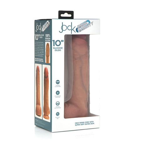 Curve Toys Jock Dual Density 10 in. Silicone Dildo with Balls & Suction Cup Ligh