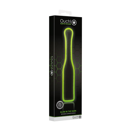 Ouch! Glow in the Dark Bonded Leather Paddle Neon Green