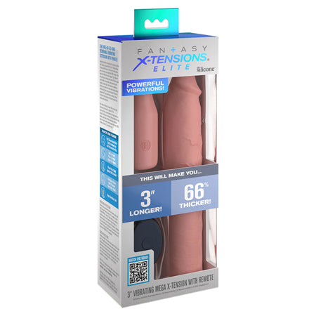 Fantasy X-tensions Elite 9 in. Silicone Mega Extension Sleeve 3 in. Vibrating Beige