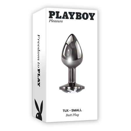 Playboy Tux Small Metal Anal Plug Hematite
